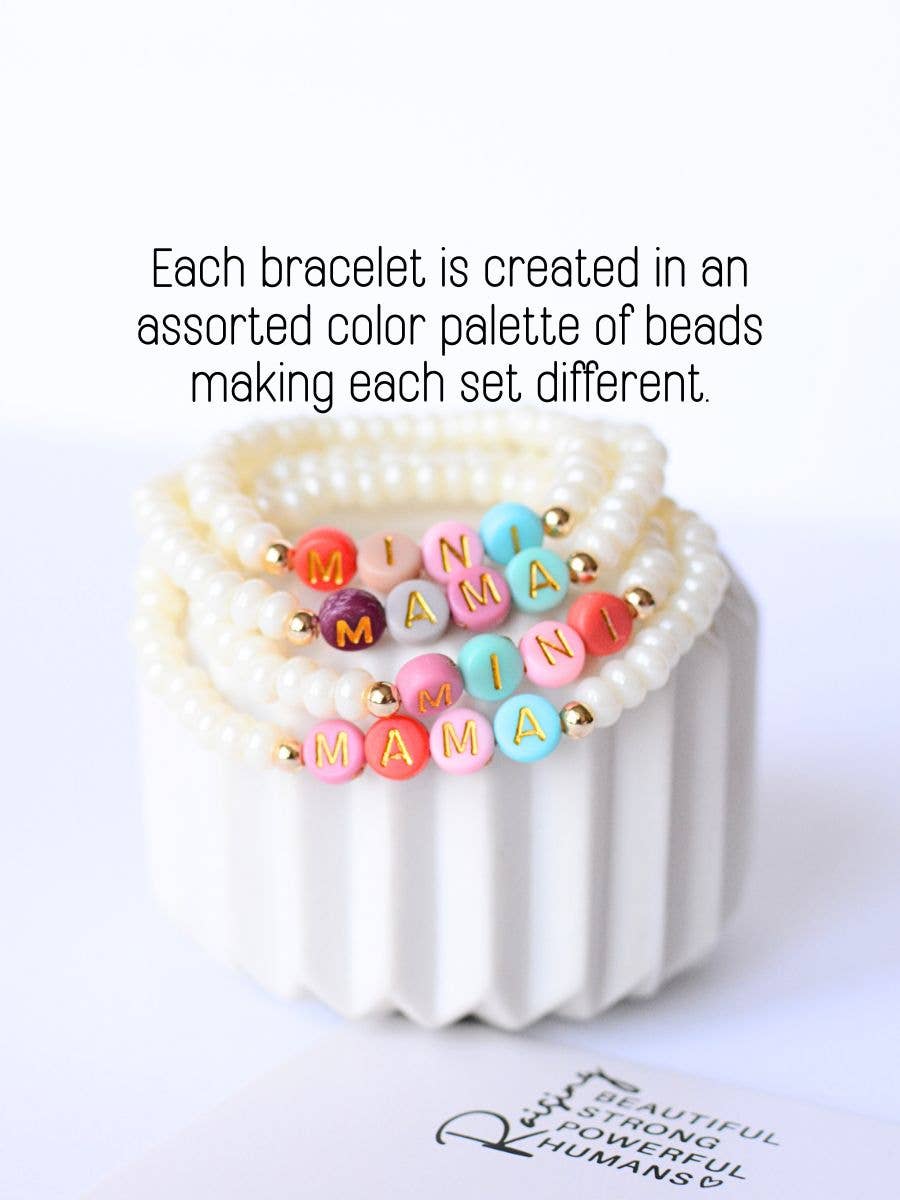 Pearl Mama and MINI multi colored matching Mom bracelet set