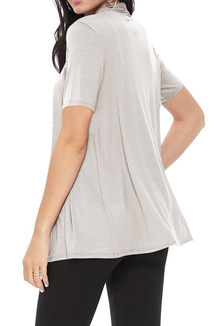 Women's Casual Short Sleeve Draped Open Front Solid Cardigan
