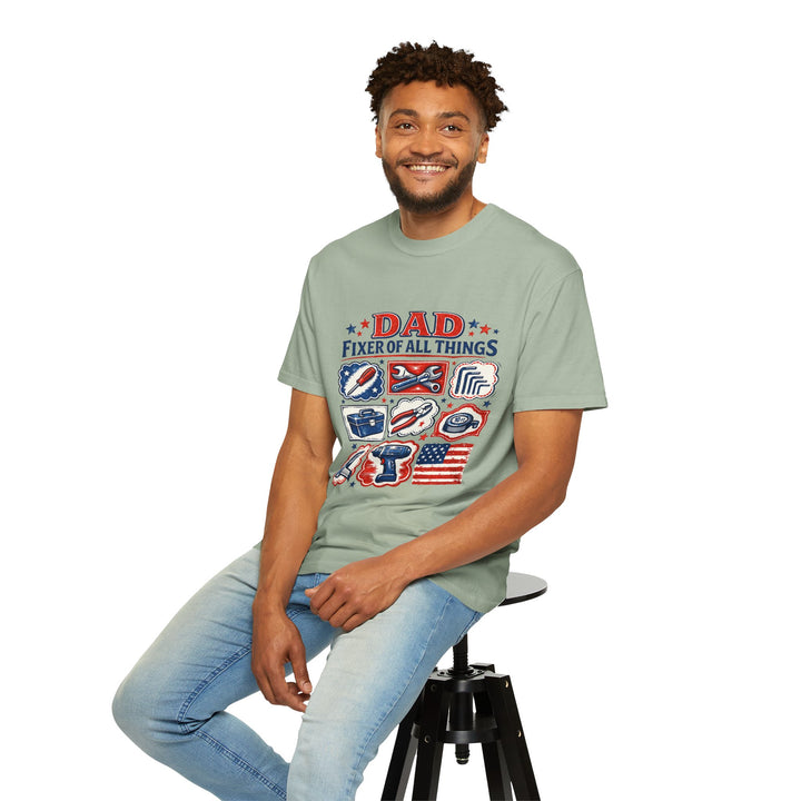 Dad Fixer of All Things T-Shirt — Patriotic Tool Icons Father’s Day Tee