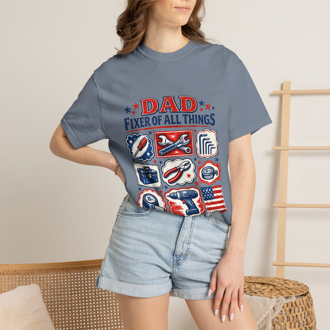 Dad Fixer of All Things T-Shirt — Patriotic Tool Icons Father’s Day Tee