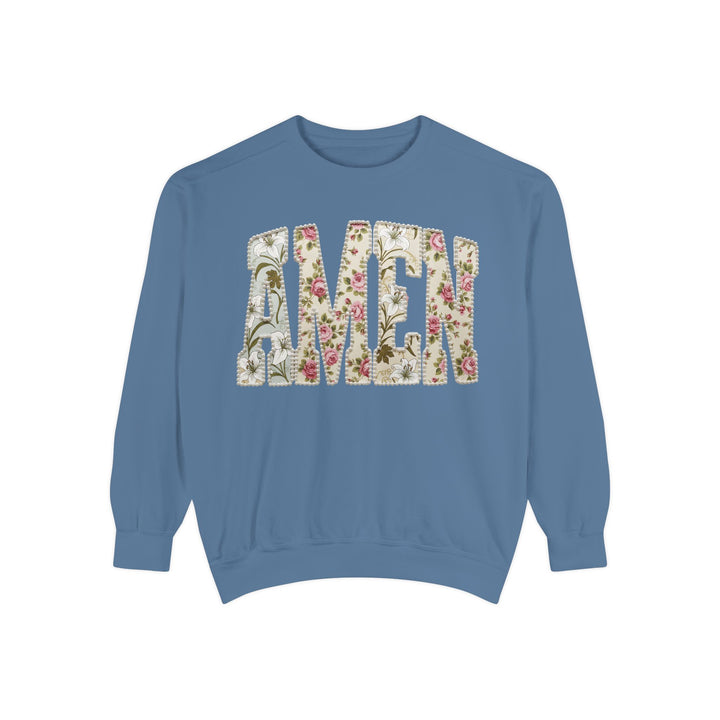 Amen Floral Print Sweatshirt | Vintage Botanical Lettering