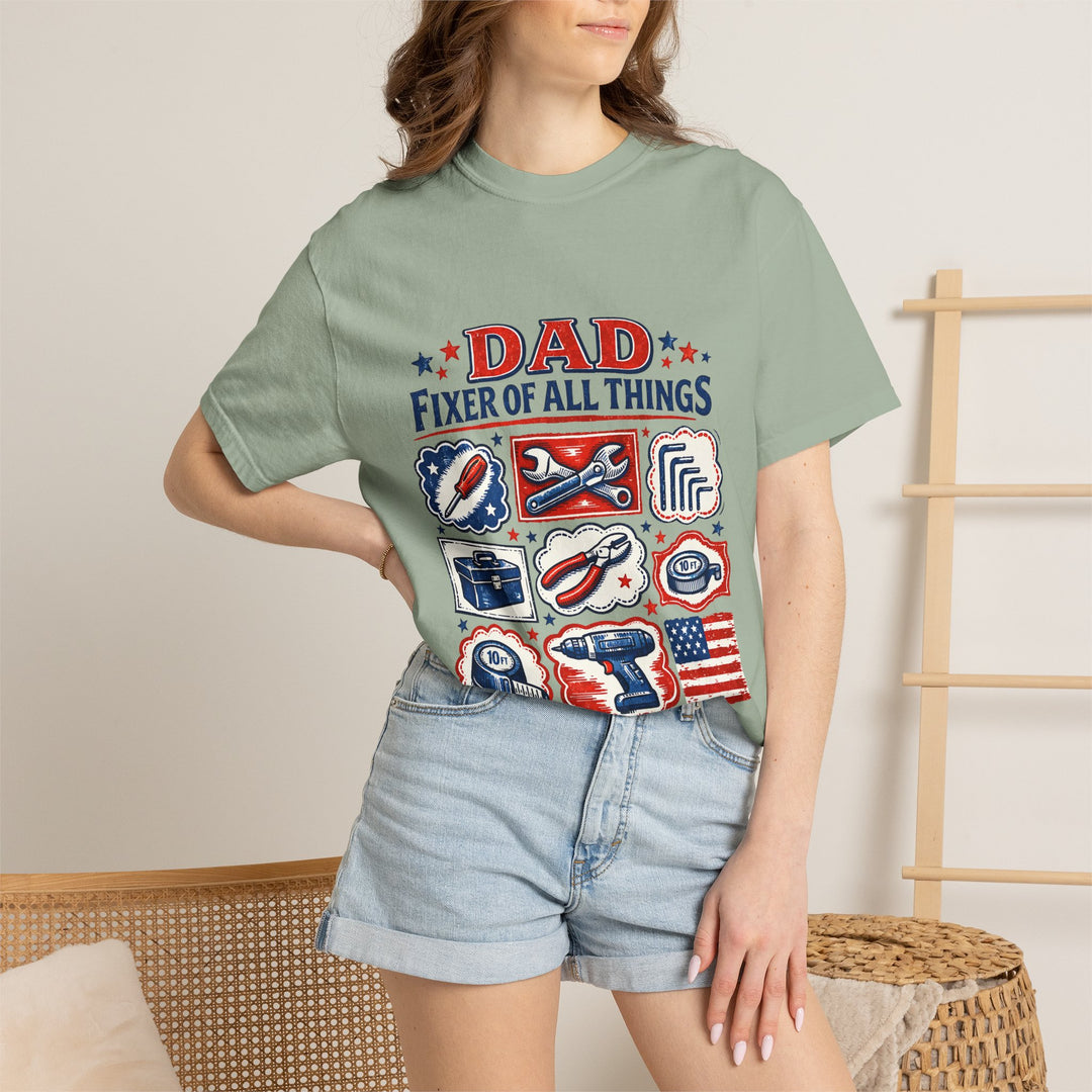 Dad Fixer of All Things T-Shirt — Patriotic Tool Icons Father’s Day Tee