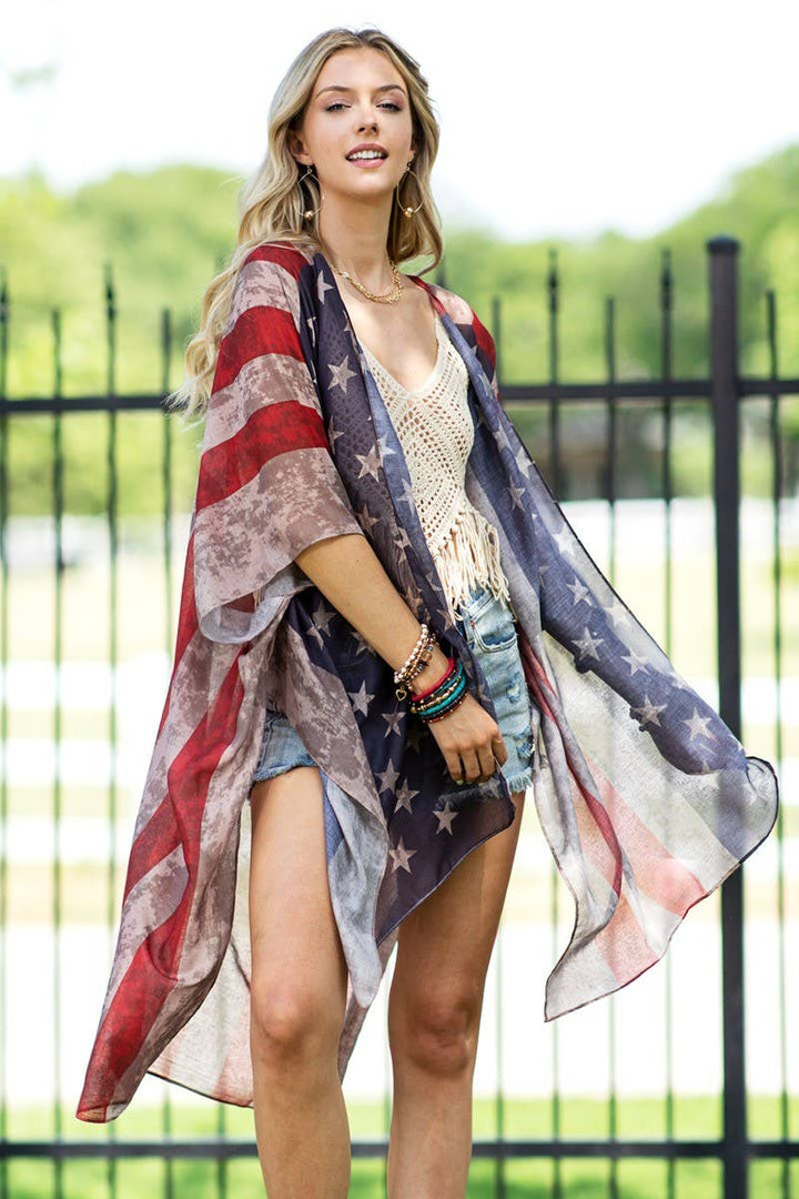 Vintage Inspired USA Print Kimono