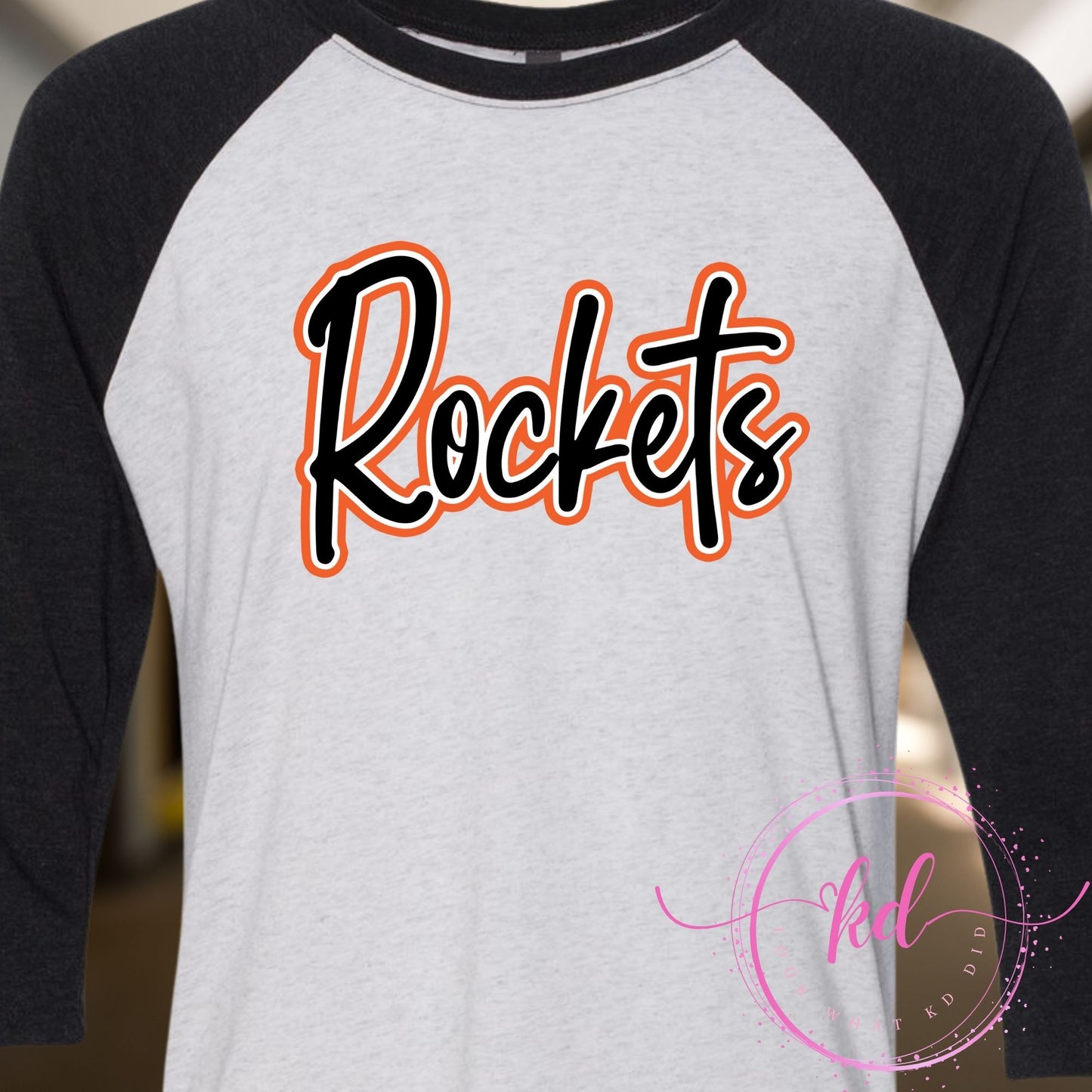 High School Rockets Script black with orange – Look What KD Did!