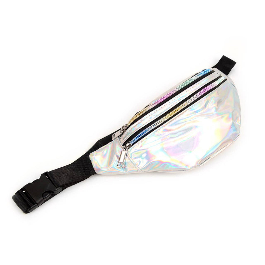 Silver Iridescent Holographic Waist Fanny Pack