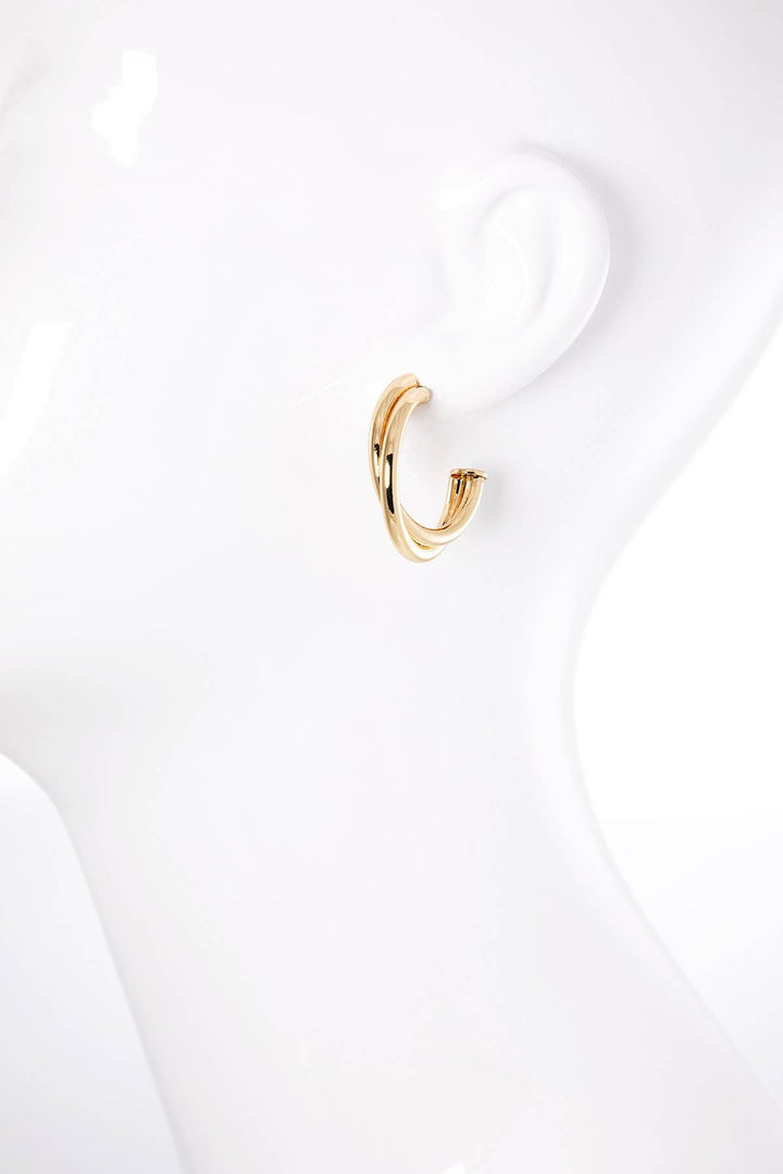 Ridged Tube Half-Hoop Earrings