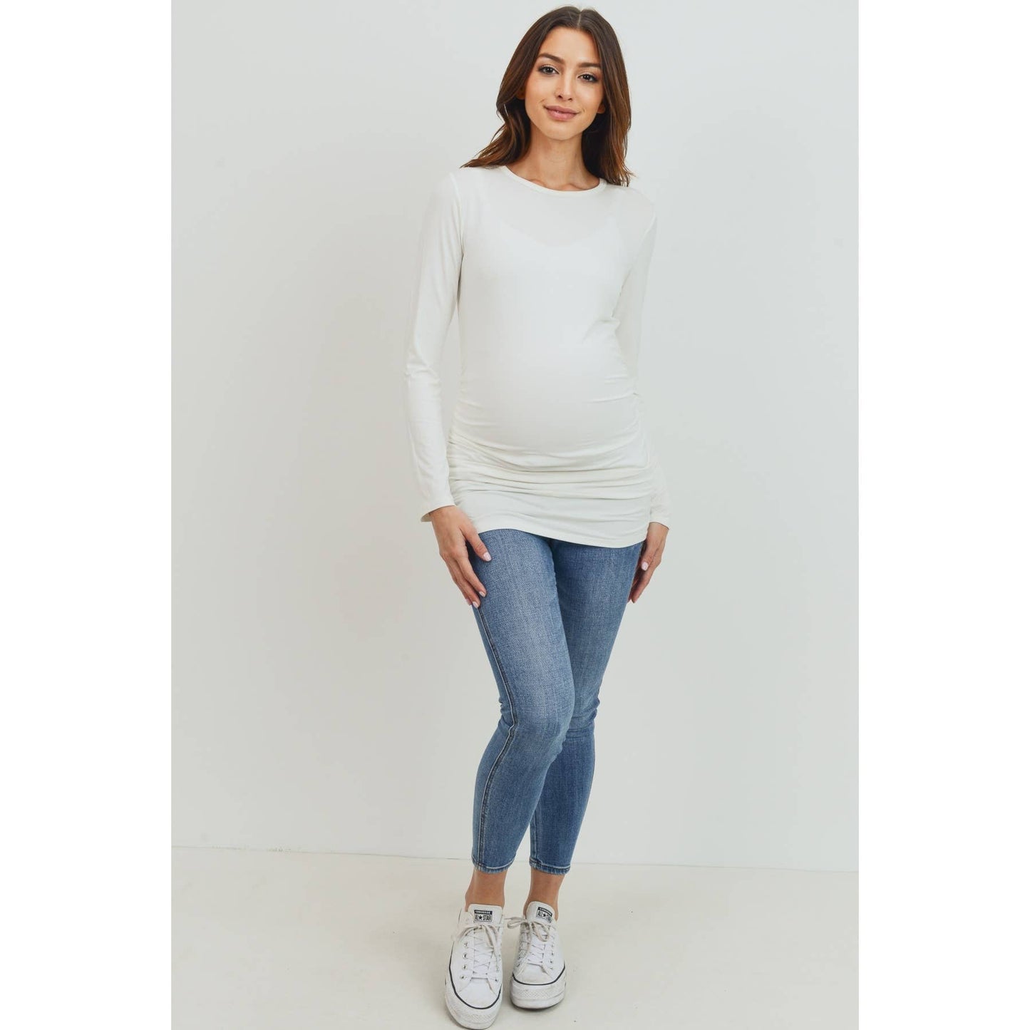 Long Sleeve Maternity Crewneck Knit Top