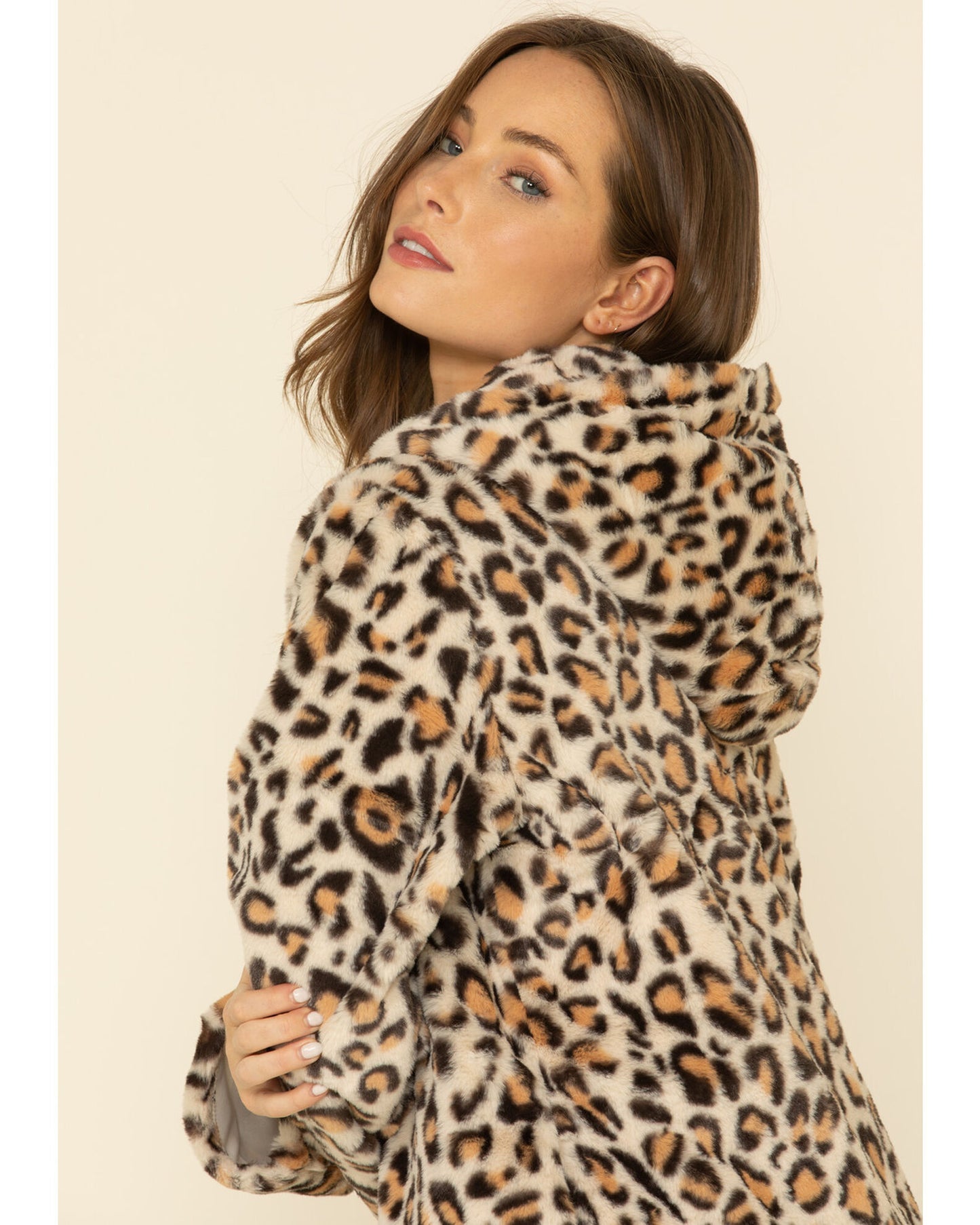 Leopard 3/4 Zip Hooded Pullover