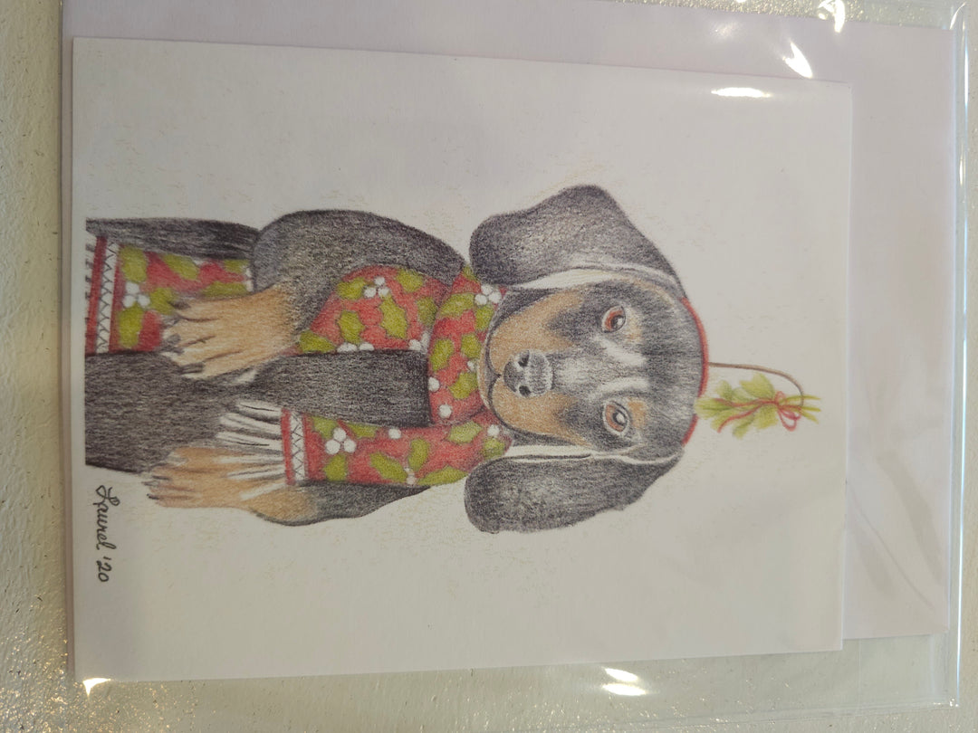 Mistletoe Dachshund Card