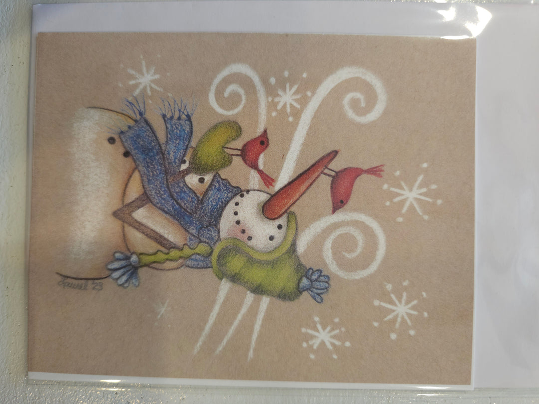 Snowman Blue scarf Card