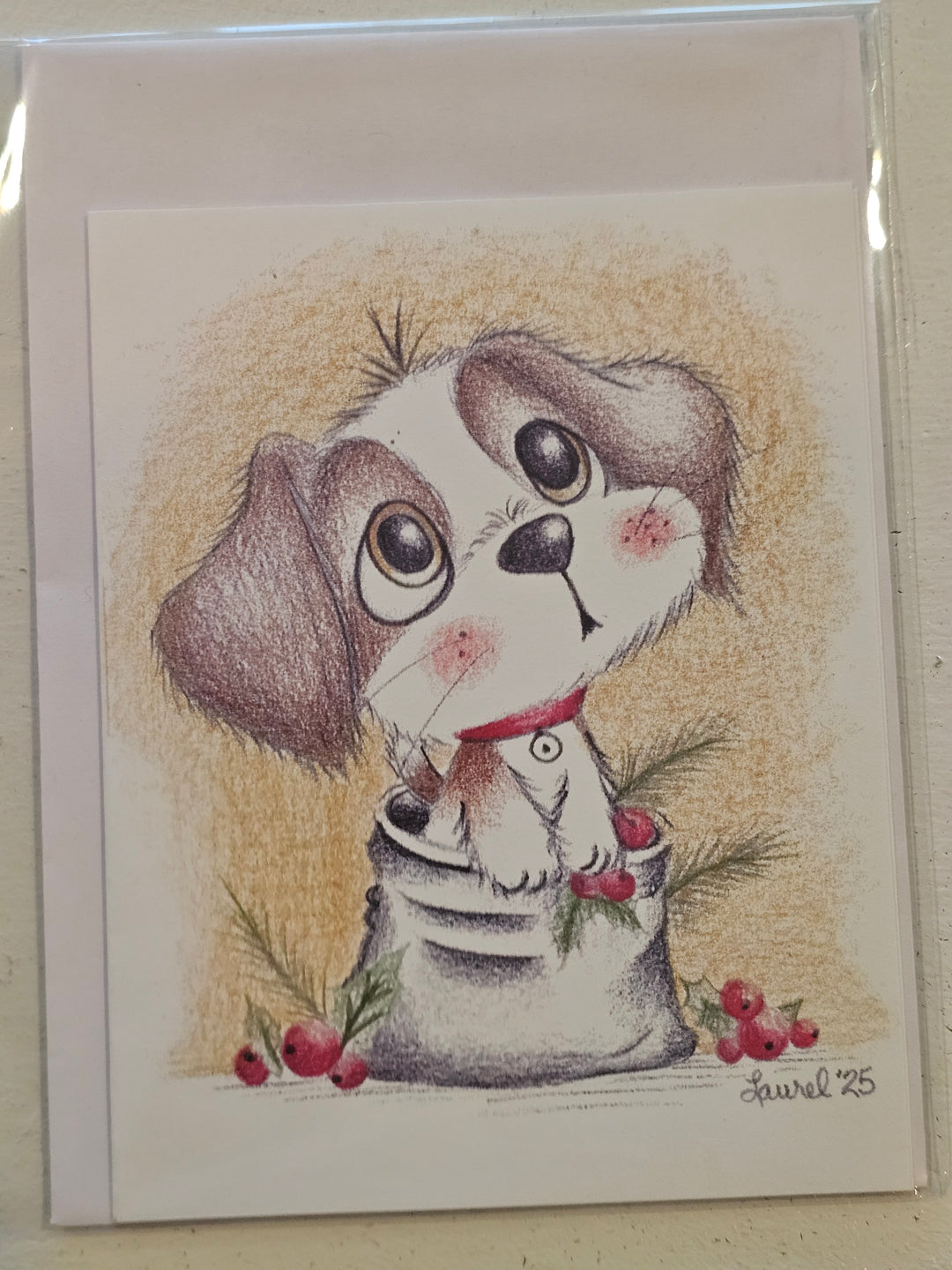 Cute Puppy in Bag Card