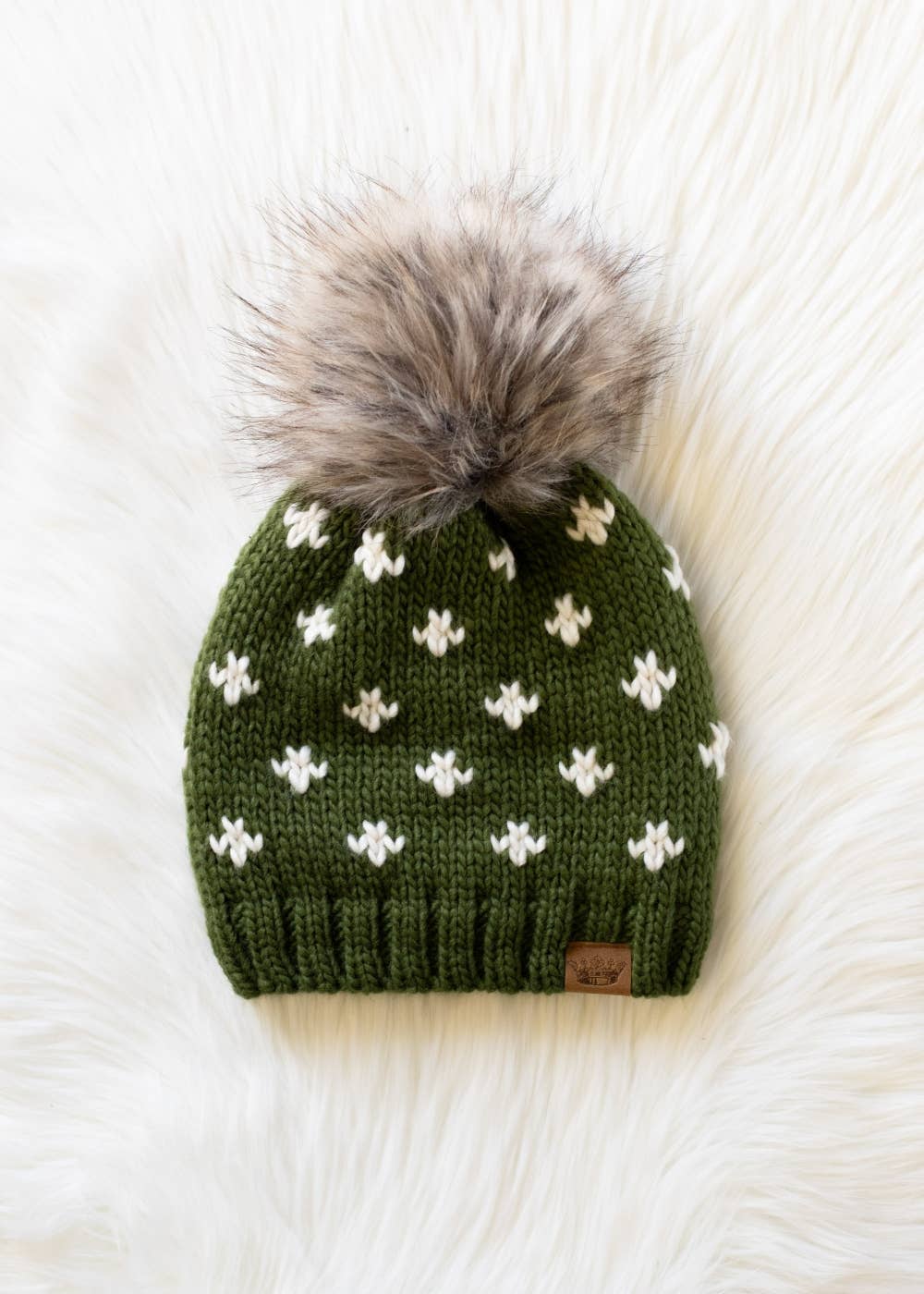 Olive Fleur-De-Lis Pom Hat