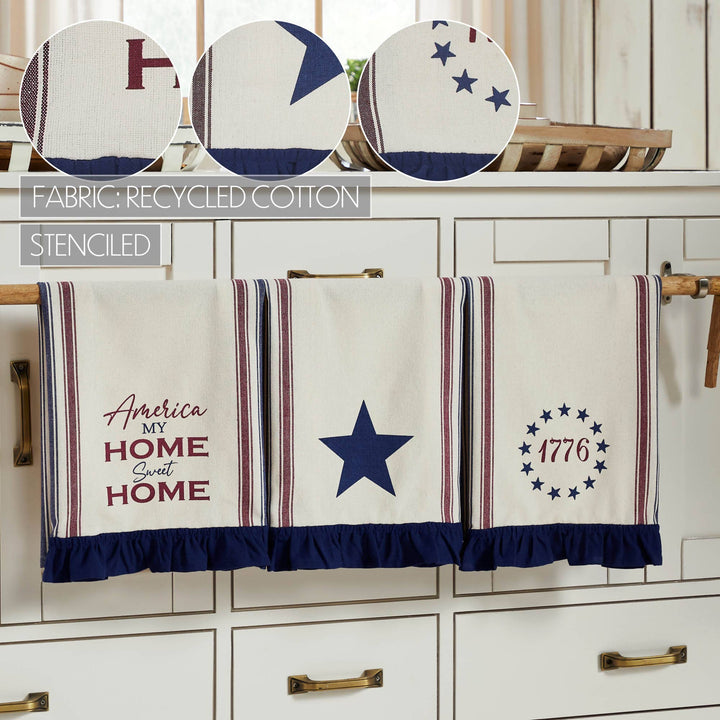 Celebration America My Sweet Home Ruffled Tea Towel 6x28