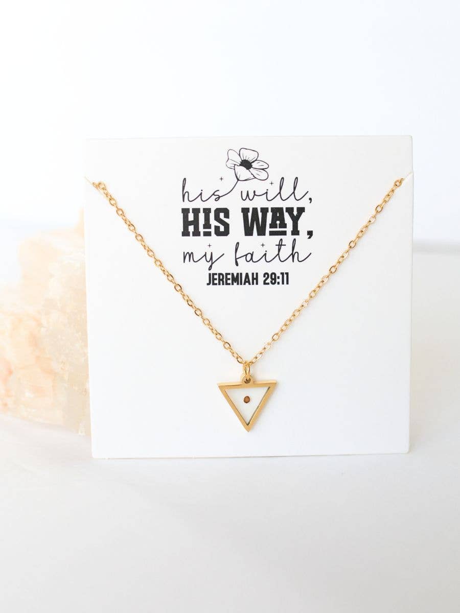 Mustard seed Triangle gold silver Scripture charm necklace