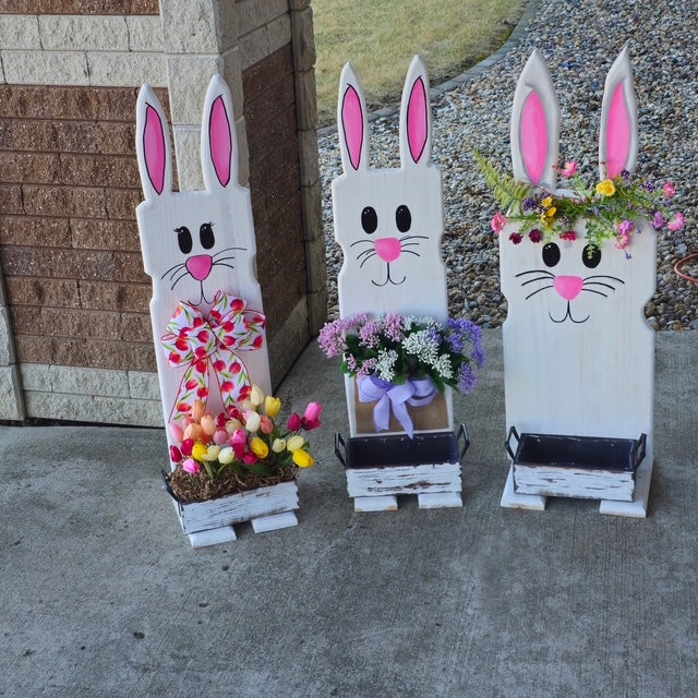Wooden Bunny Planter