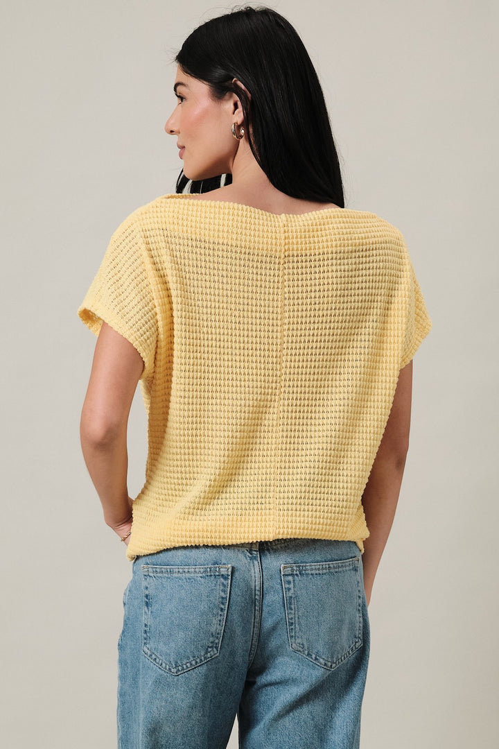 Boat Neck Bottom Twist Top Yellow