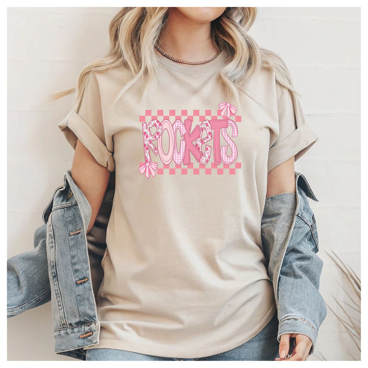 #136-pink checkered Rockets