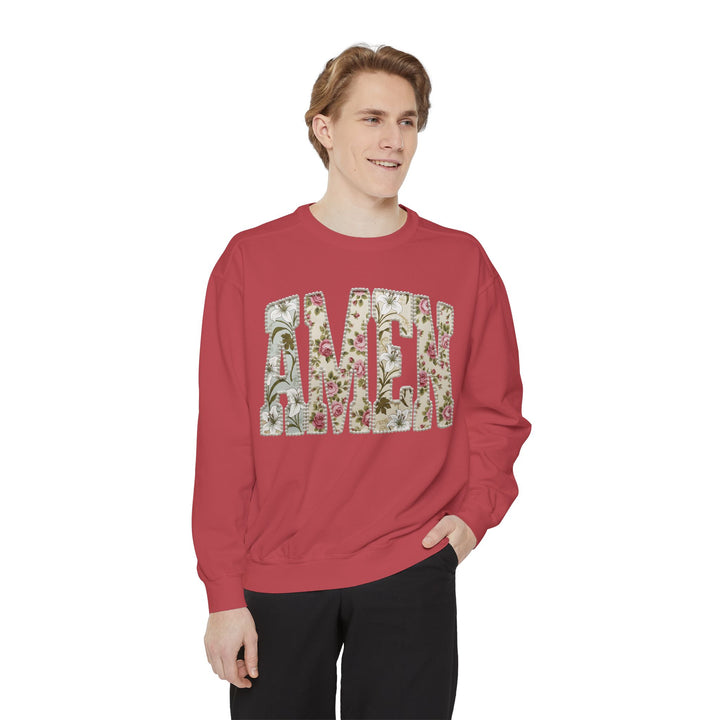 Amen Floral Print Sweatshirt | Vintage Botanical Lettering