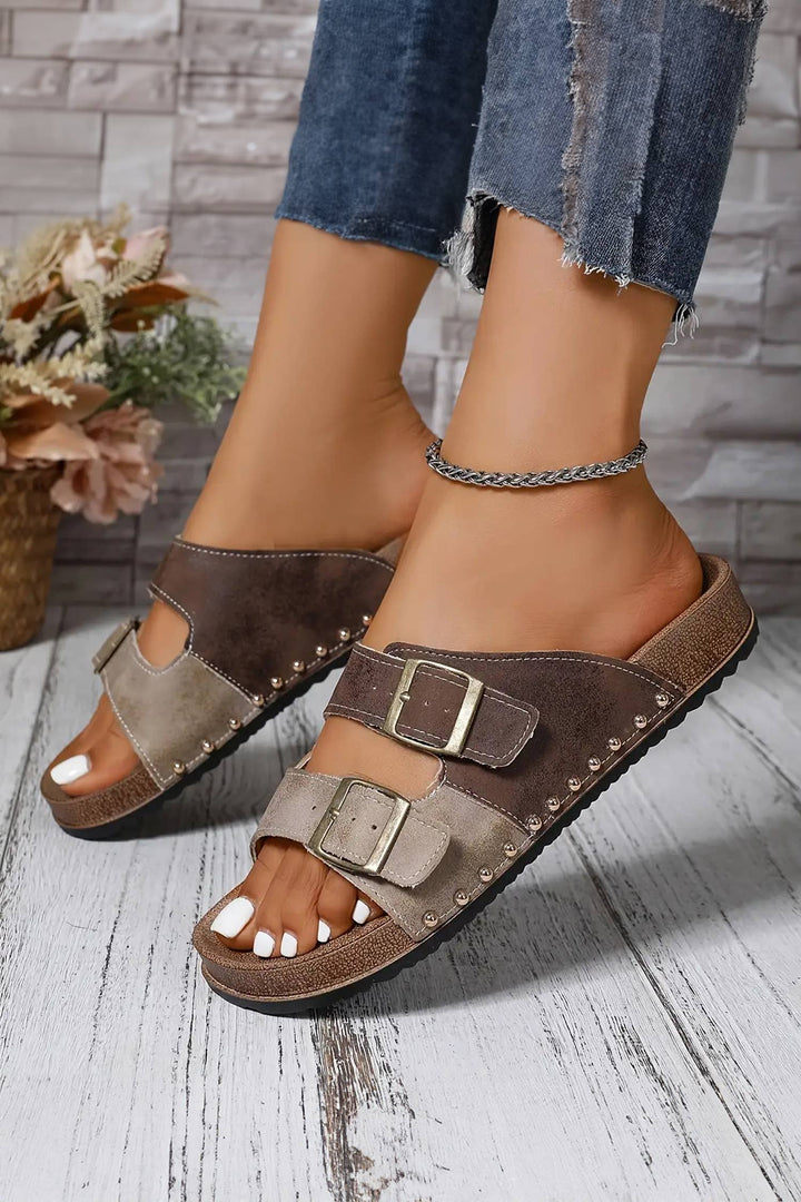 Suede Rivet Sandals