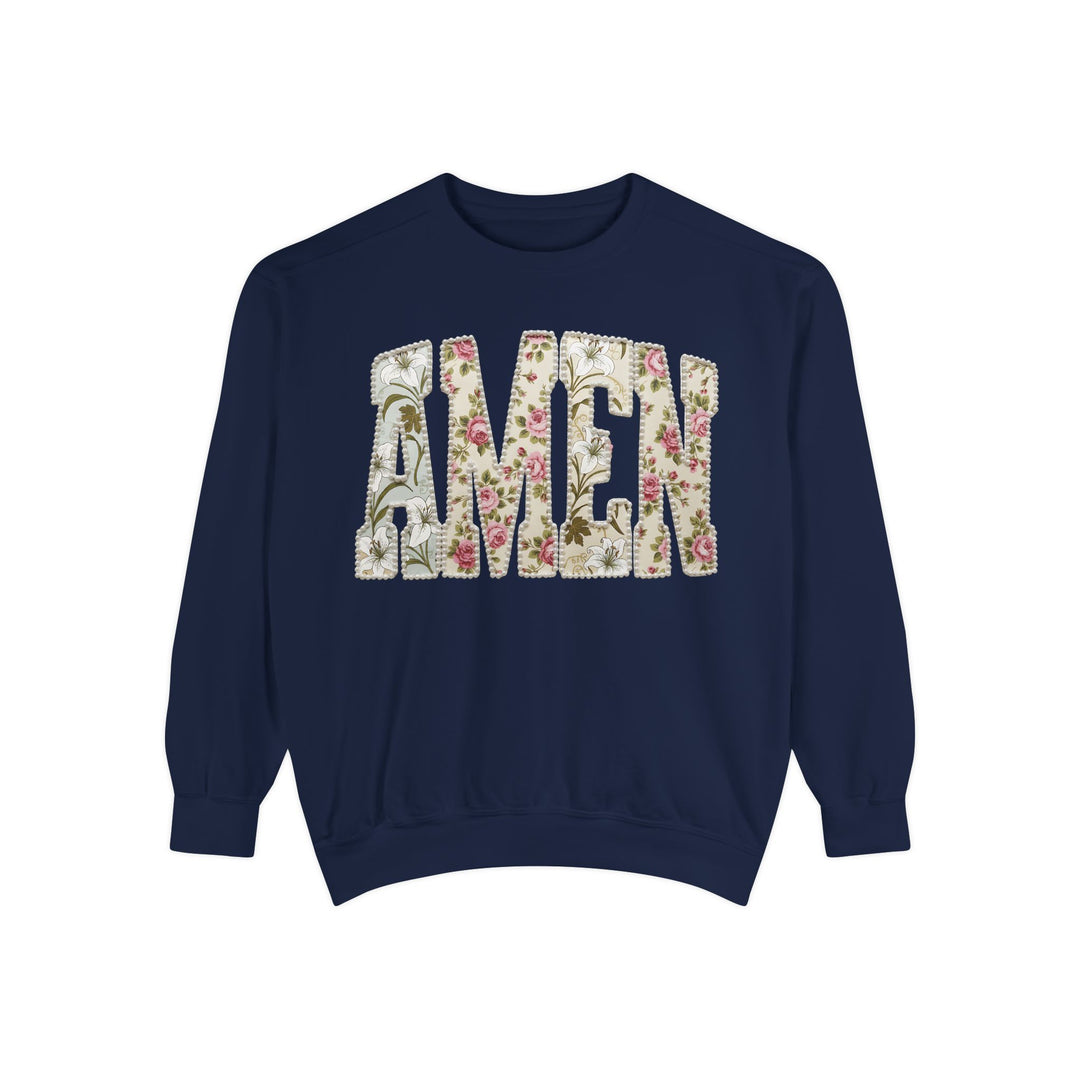 Amen Floral Print Sweatshirt | Vintage Botanical Lettering