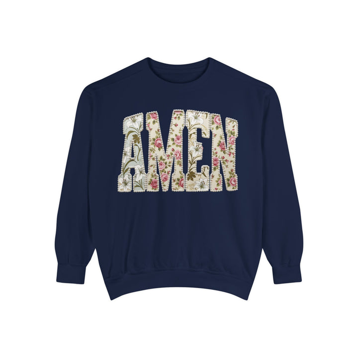 Amen Floral Print Sweatshirt | Vintage Botanical Lettering