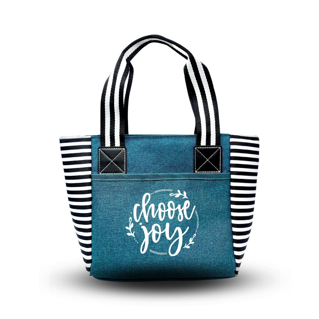 Trendy Insulated Zippered Lunch Tote with Accessory Pockets