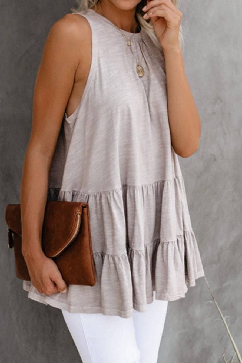 Ruffle Hem Flared Tunic Top