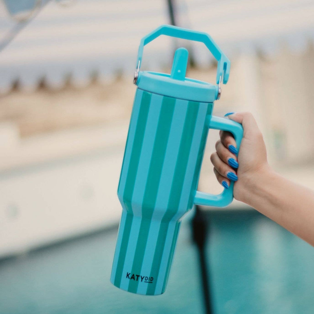 Aqua and Green Striped 38 Oz Cabana Jug Tumbler