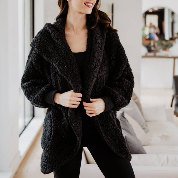 Black Lightweight BODY WRAP w/ Hoodie & Pockets