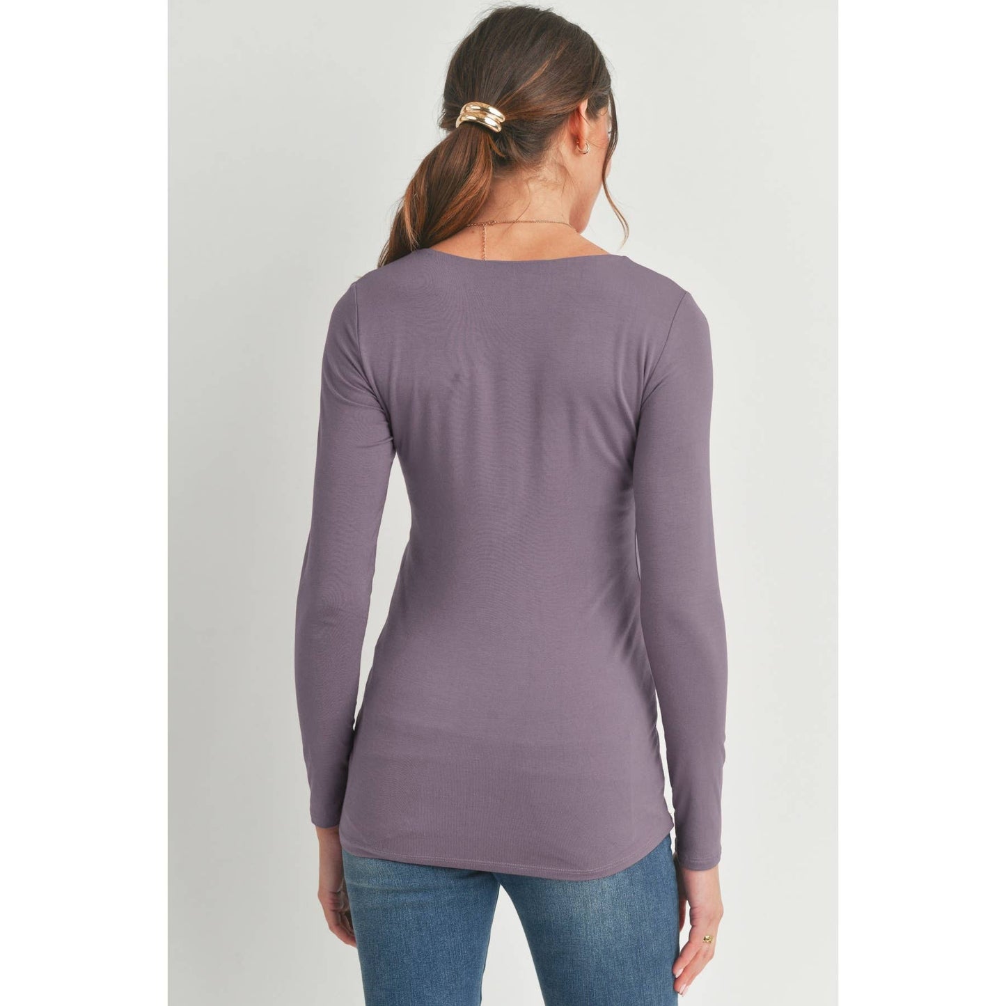 V-Neck Long Sleeve Maternity Fitted Modal Top