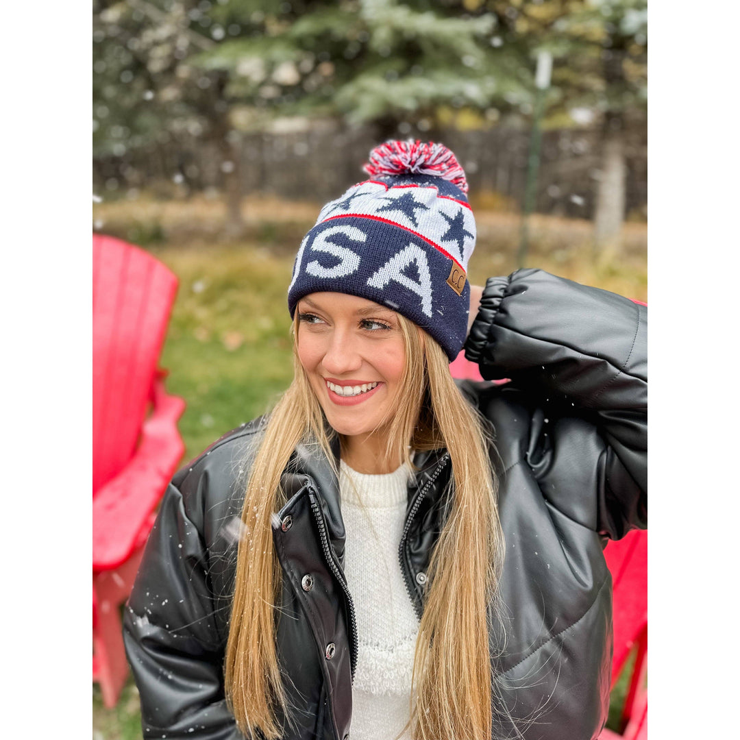 USA Knit Pom C.C Beanie
