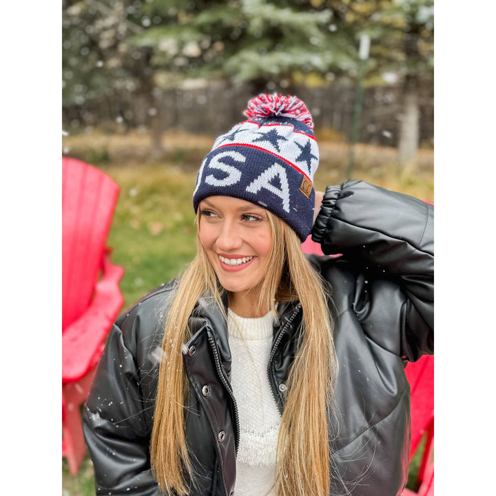 USA Knit Pom C.C Beanie