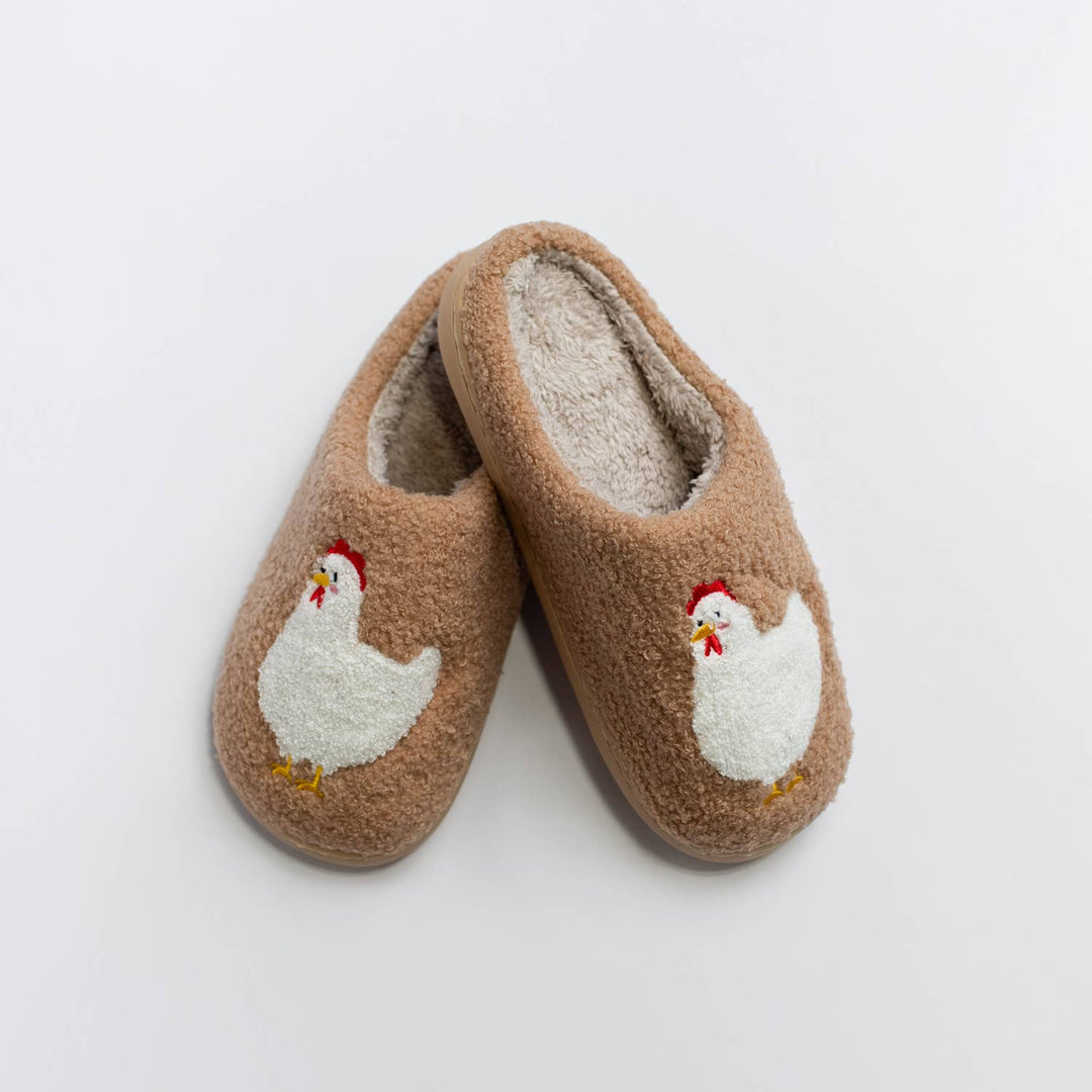 Brown Chicken Slippers