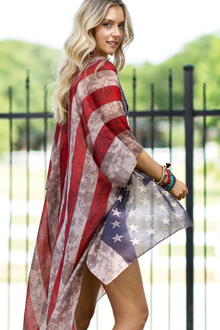 Vintage Inspired USA Print Kimono