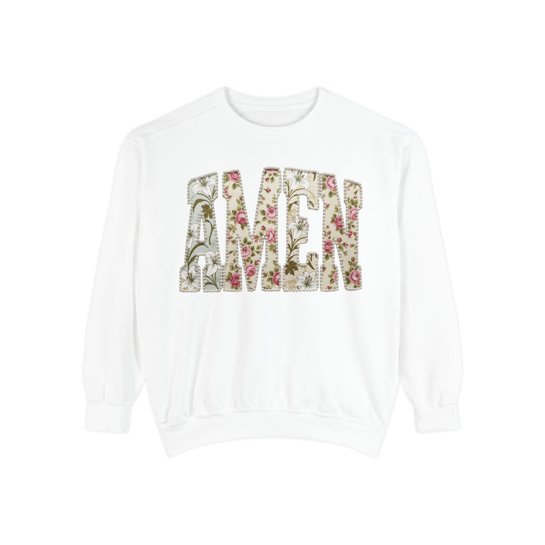 Amen Floral Print Sweatshirt | Vintage Botanical Lettering
