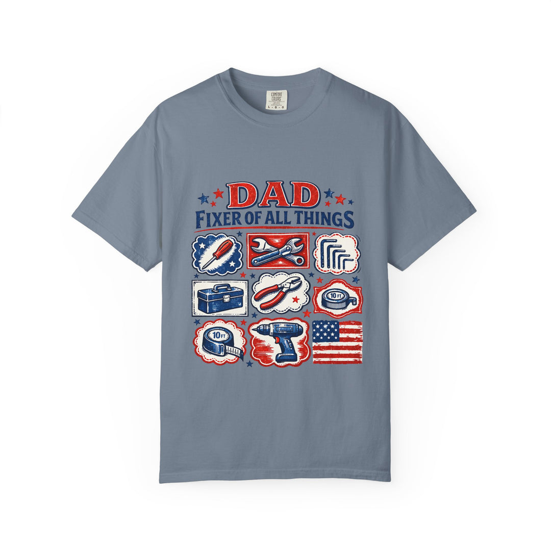 Dad Fixer of All Things T-Shirt — Patriotic Tool Icons Father’s Day Tee