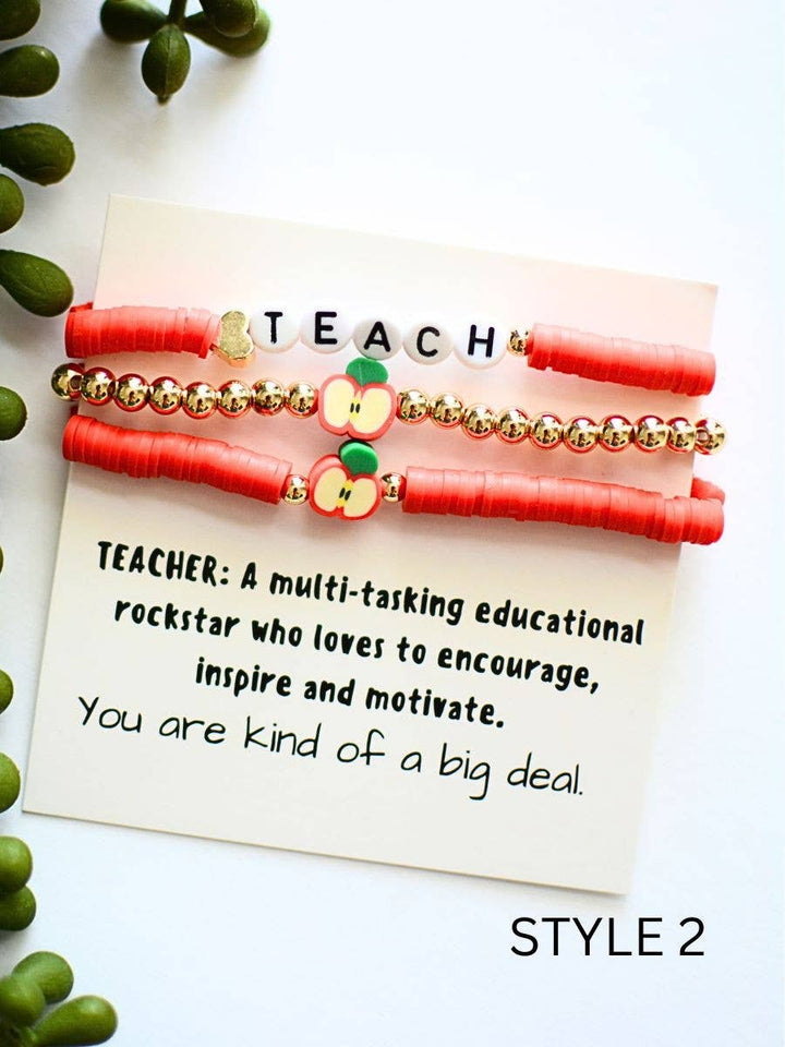 Teacher Bracelet stack on Inspirational THANK YOU Card gift