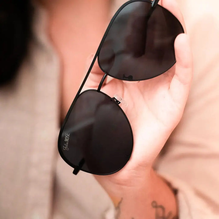the Alex Black/Black - High Quality Unisex Aviator Sunglasses