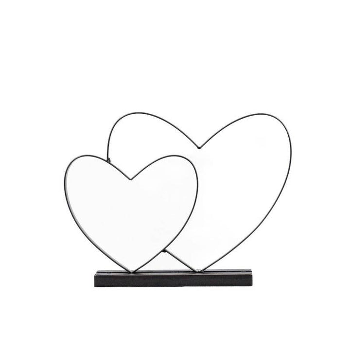15891 - 11x9x2 metal shape on base (HEARTS) bk Wedding Decor