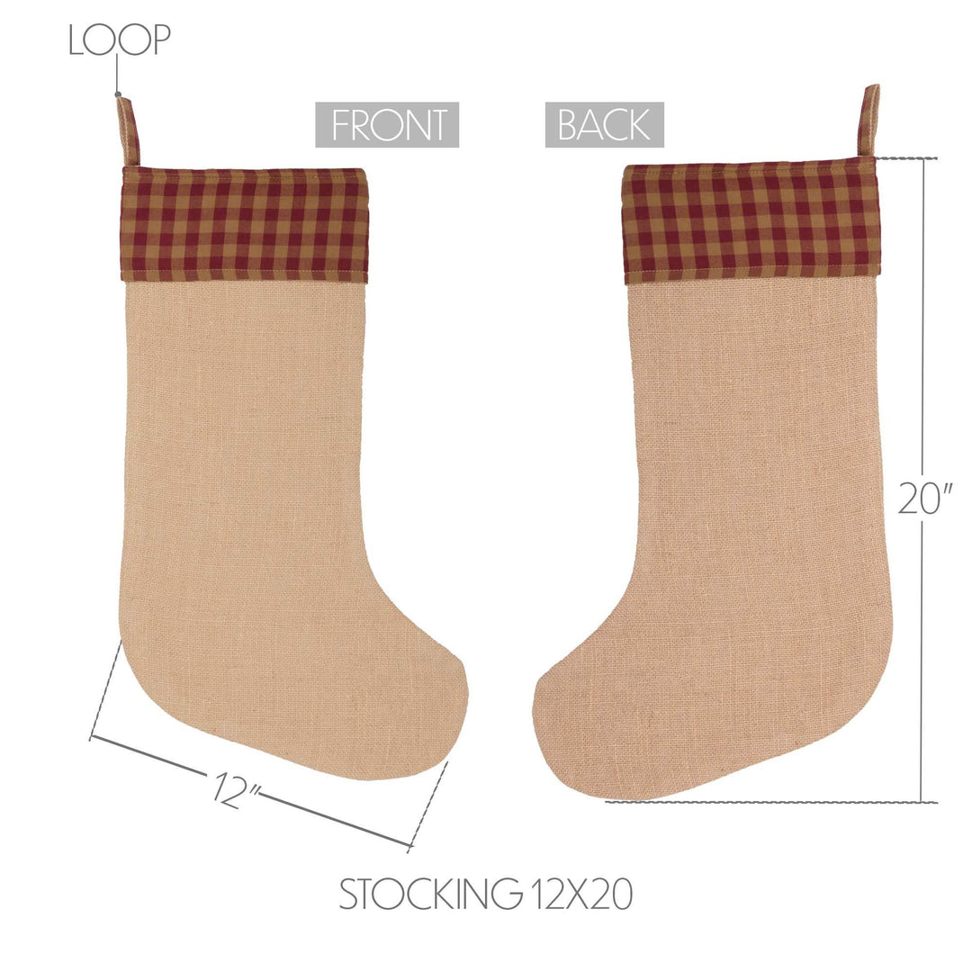 Burgundy Check Jute Stocking