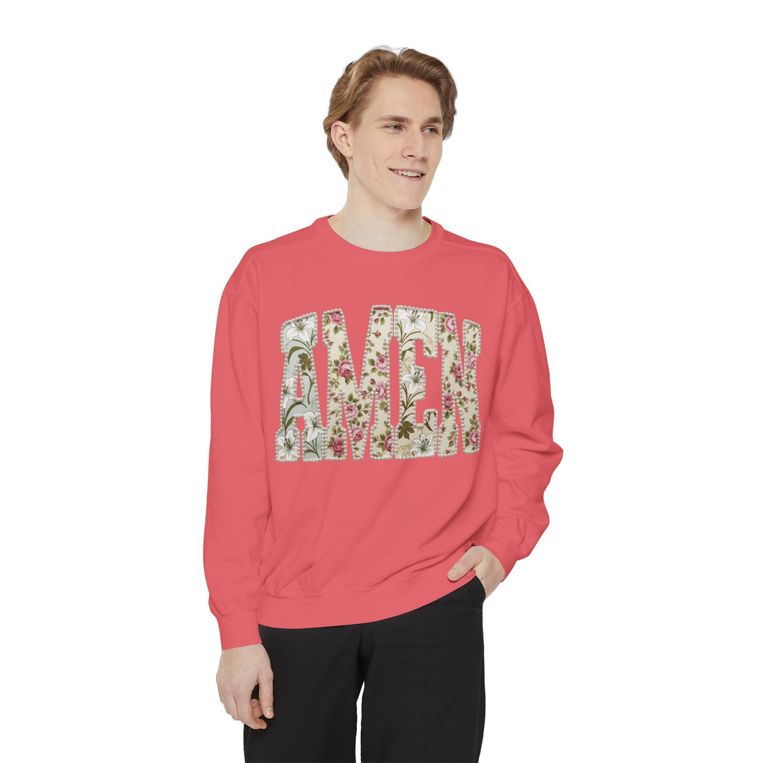 Amen Floral Print Sweatshirt | Vintage Botanical Lettering