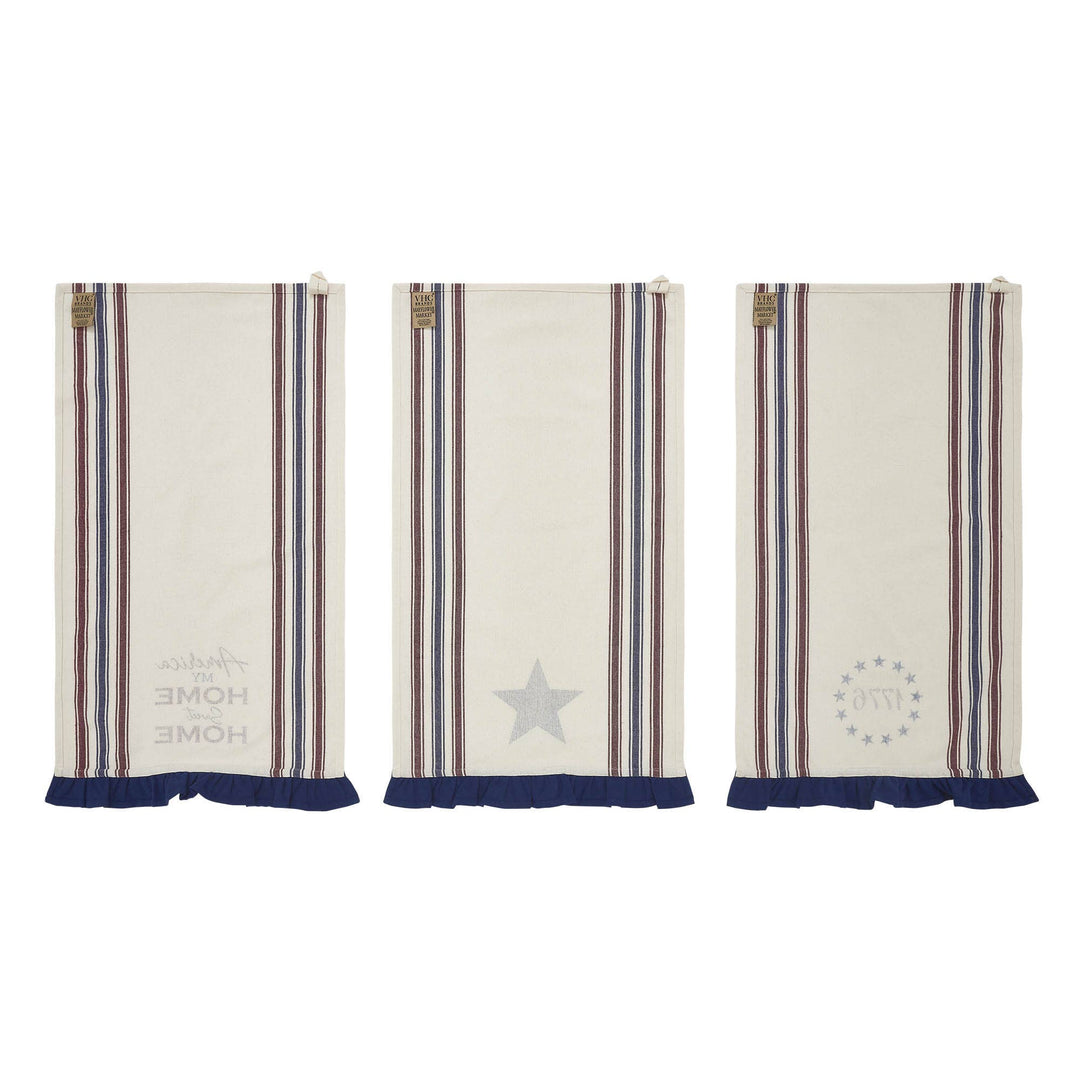 Celebration America My Sweet Home Ruffled Tea Towel 6x28