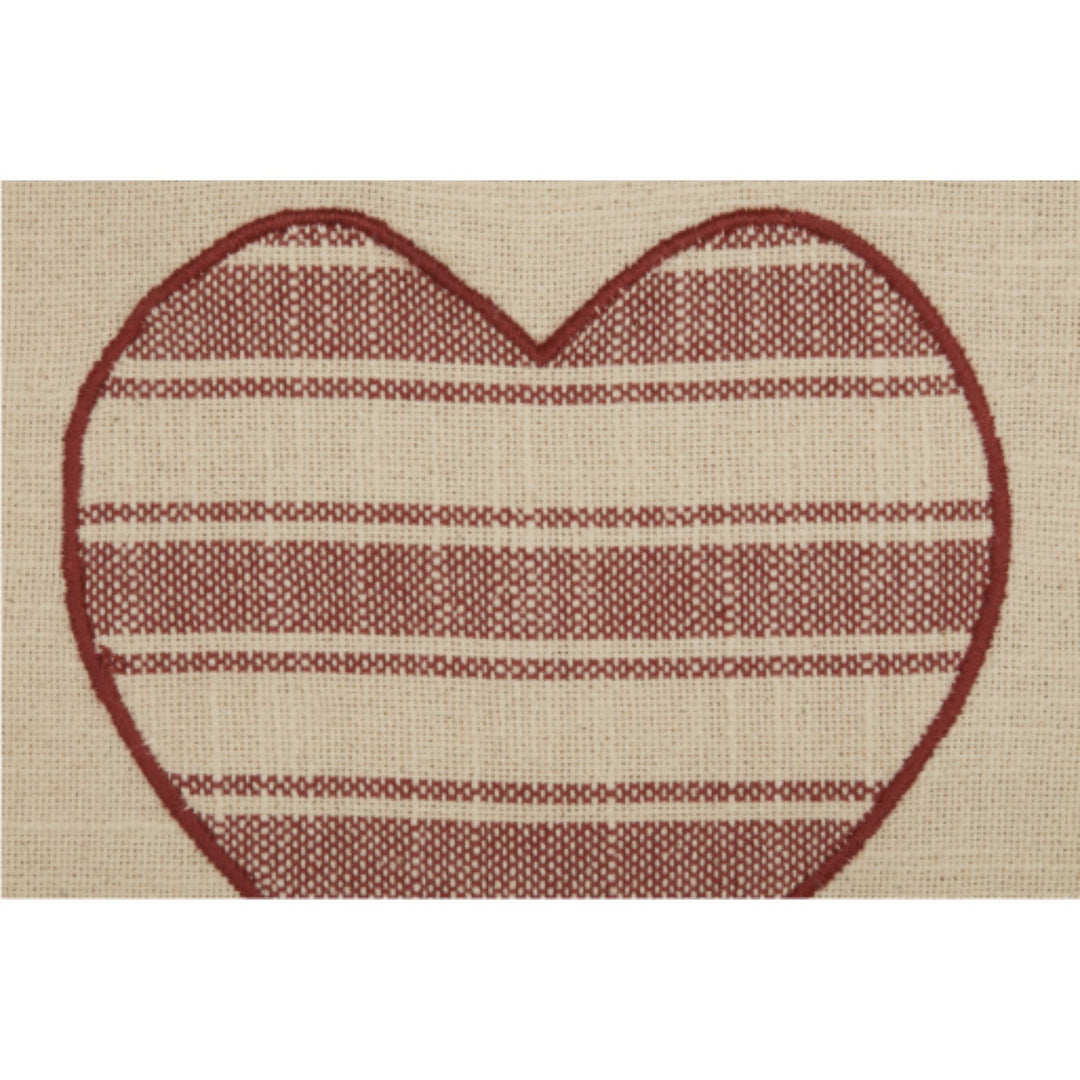 Market Place Red Heart Applique Pillow Cover 20Lx12W