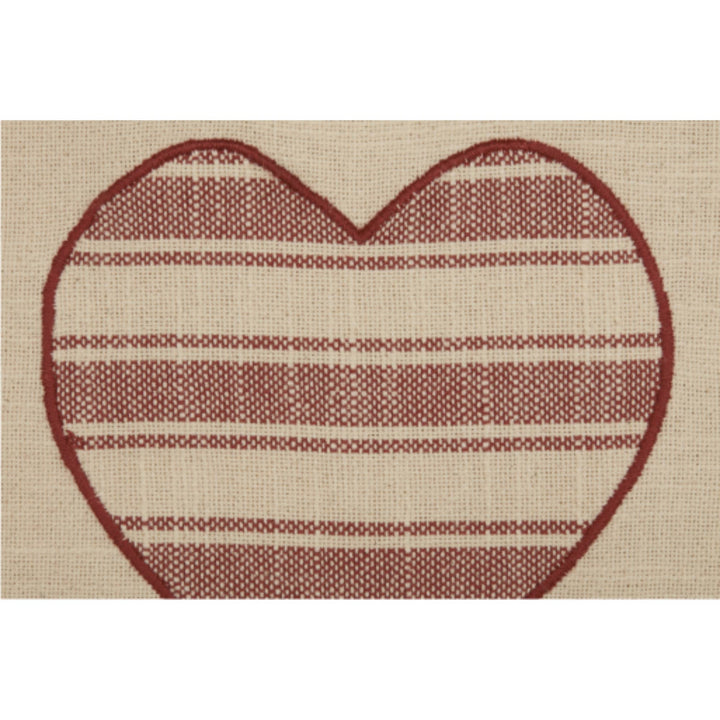 Market Place Red Heart Applique Pillow Cover 20Lx12W