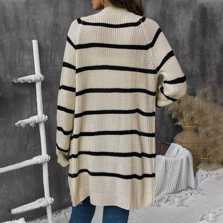 Striped Buttoned Loose Cardigan