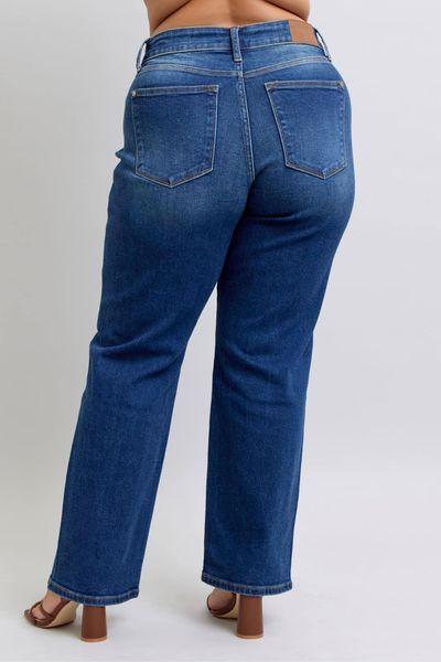 82629 Judy Blue Mid Rise Side Seam Detail Straight Denim