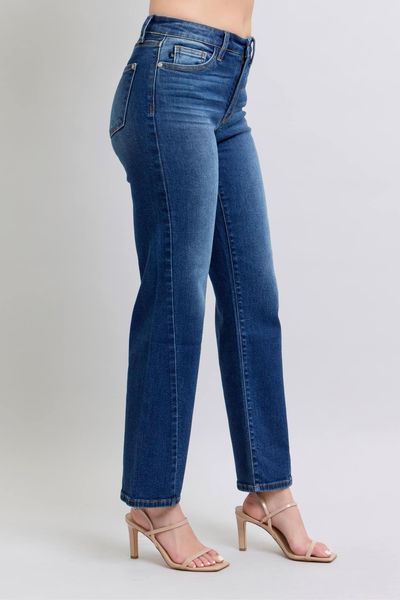 82629 Judy Blue Mid Rise Side Seam Detail Straight Denim