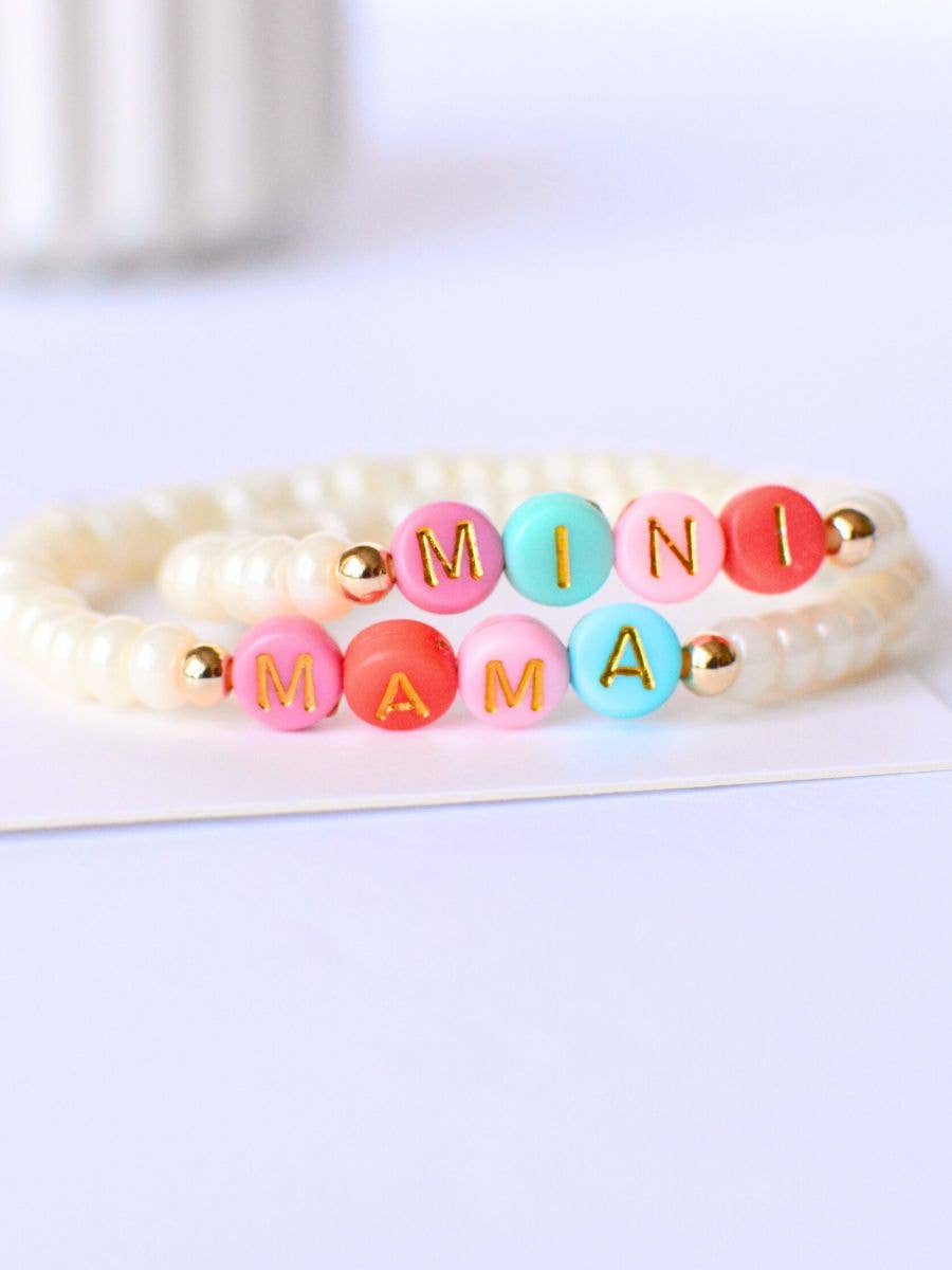 Pearl Mama and MINI multi colored matching Mom bracelet set