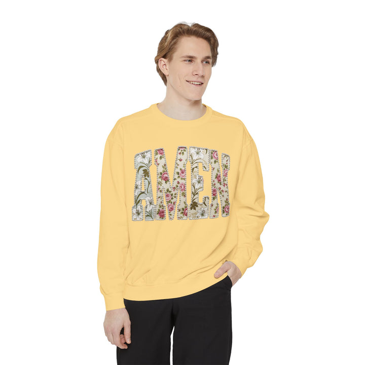 Amen Floral Print Sweatshirt | Vintage Botanical Lettering