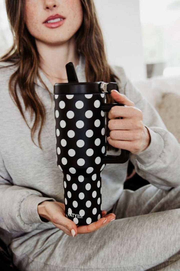 Black & White Polka Dots Tumbler With Designs